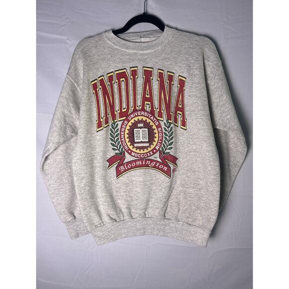 Vintage Indiana University Print Gray Crewneck Pullover Sweatshirt Women's Large - Picture 1 of 2
